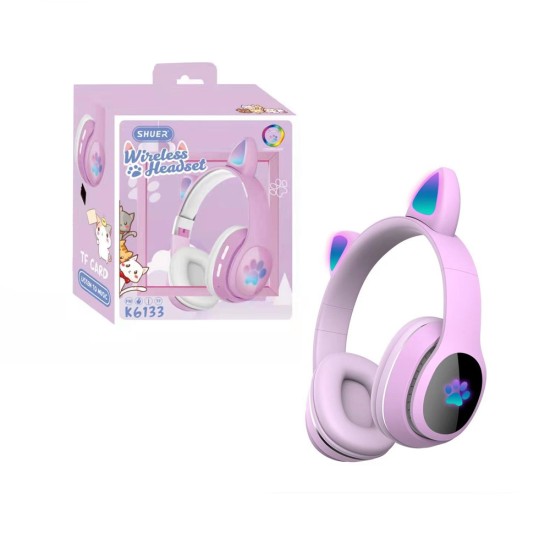 CAT EAR BLUETOOTH HEADPHONE WIRELESS K6133 PURPLE